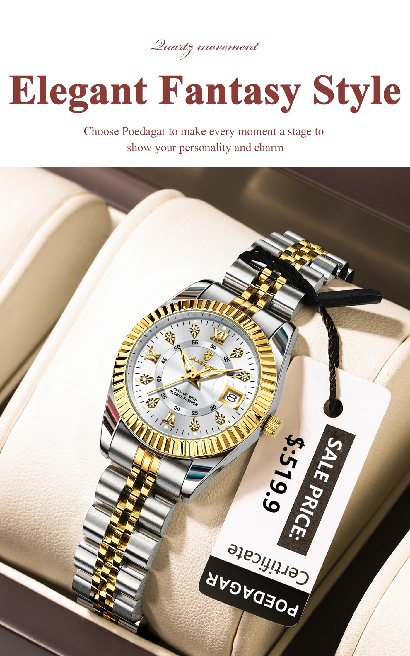 POEDAGAR Luxury Elegant Watch for Women Waterproof